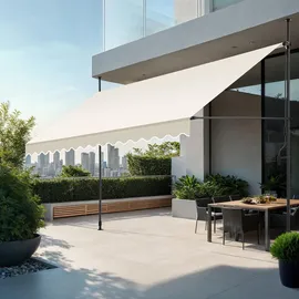 Tectake tectake® Klemmmarkise, mit Handkurbel, höhenverstellbar - 304 cm, einfache Montage