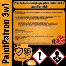 rosfix PaintPatron 3in1 1L Wartungs- und Reinigungsflüssigkeit für Farbspritzgeräte + 2er-Set weißer Fingerfilter 60 Mesh für Farbspritzgeräte
