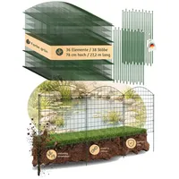 Zaun Gartenzaun Steckzaun Teichzaun für Garten, Oberbogen 36 Zaunelemente, 78 cm hoch Metall Hundezaun Gitterzaun Grün V2Aox