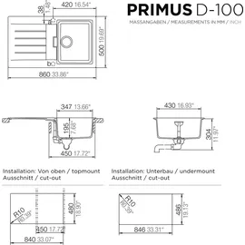 Schock Primus D-100 Einbau nero + Excenterbetätigung