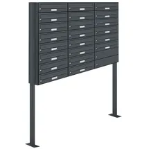 AL Briefkastensysteme 22er Premium Standbriefkasten Anthrazit inkl. Zeitungsfach