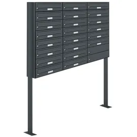 AL Briefkastensysteme 22er Premium Standbriefkasten Anthrazit inkl. Zeitungsfach