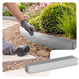 VOUNOT Rasenkante 100 x 13 cm 30 Stück Silber