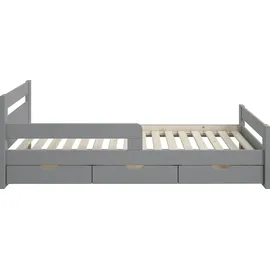 otto home Kinderbett OTTO HOME ""TIMMO " BESTSELLER, inklusive 3 Schubkästen", grau, B:98cm H:72cm L:208cm, Betten, Kinderbett, bodentief, mit Rausfallschutz, zertifiziertes Massivholz