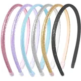 6 Stück Pailletten Beschichtet Stirnbänder Niedliches Glitter Mädchen Haarband Modisch Glitzer Damen Haarreifen Tägliches Haarschmuck für Partys Bällen Aktivitäten (lila/schwarz/rosa/gold/blau/silber)