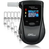 iBACheck Tragbarer Alkoholtester mit Halbleitersensor, wiederaufladbar, digitaler Alkoholtester mit Prelert-Funktion, Alco Test mit 4 Einheiten Standard E 10 Erinnerungen (Farbe) 12 Mundstücke