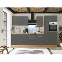 Respekta Küche Küchenzeile Küchenblock Marleen Premium 310 cm Grau Artisan Eiche Respekta
