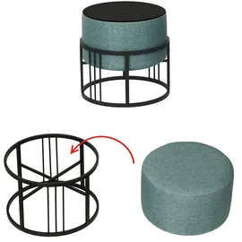 [en.casa] Hocker, Multifunktionaler stapelbarer Sitzhocker Tas 2er Set rund Grün
