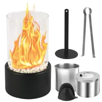 Mineup Bioethanol Tischkamin Groß, Ethanol Kamin Outdoor Indoor, 19 * 14CM Premium Tischfeuer, Bio Ethanol Kamin, Tischkamin Indoor mit Brennkammer, 3h Brenndauer Bioethanol Kamin für BalkonTerrasse