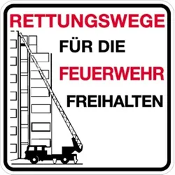Schild Rettungswege für die Feuerwehr freihalten, Alu, reflektierend RA1, 500x500 mm