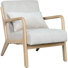 byLIVING Sessel NOHR Grob-Cord 65,5 x 78 x 84 cm Weiß mit Zierkissen