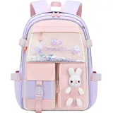 Chagoo Hasen-Rucksack, Kawaii Hasen-Rucksack fr Mdchen, Wasserdichter Schulrucksack mit groer Kapazitt (L, Purple) - L