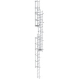 MUNK Mehrzügige Steigleiter mit Rückenschutz (Maschinen) Aluminium eloxiert 14,36m