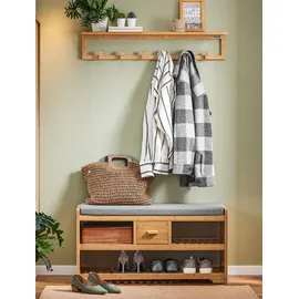 SoBuy Schuhbank FSR75 75 x 45 x 30 cm beige mit 2 Ablagen und Schublade