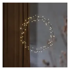 MARELIDA LED Kranz Draht Türkranz Wandkranz Leuchtkranz Dekokranz 80LED D: 30cm Batterie