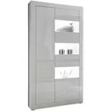 furn.design Vitrine weiß Hochglanz grau Vitrinenschrank 100 x 198 cm - Weiß, Grau