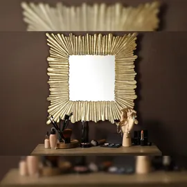 FineBuy Wandspiegel FineBuy Flurspiegel Quadratisch 75 cm Spiegel Gold Hängespiegel