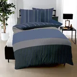 KAEPPEL Mako-Satin Bettwäsche Skyline blau 155x220 cm + 80x80 cm - blau;grau
