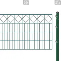 Arvotec Doppelstabmattenzaun »ESSENTIAL 80 zum Einbetonieren "Karo" mit Zierleiste«, Zaunhöhe 80 cm, Zaunlänge 2 - 60 m 44103236-0 dunkelgrün H/L: 80 cm x 40 m