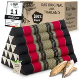 livasia Keilkissen Dreieckskissen hoch (Classic) - 38x55x35cm, Kapok, vegan, handgefertigt rot|schwarz
