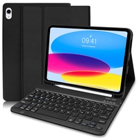 iPad 10 Generation Tastatur Hülle, Tastatur Hülle für iPad 10th Gen 2022 10,9 Zoll, Slim Schutzhülle mit Pencil Halter Wireless Abnehmbare QWERTZ Bluetooth Tastatur für iPad 10. Gen 10,9"-Schwarz