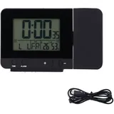 Schwarze Projektionsuhr Mit Lcd-temperatur- Und Zeitanzeige, Usb-ladefunktion Für Zuhause