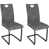 byLIVING Esszimmerstuhl Banff 2er Set Webstoffbezug anthrazit Gestell schwarz