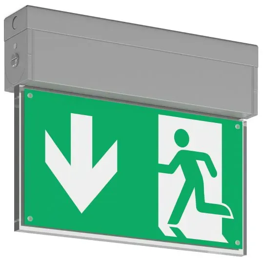 RZB LED-Rettungszeichenleuchte GSUN S, 1,8W, Erkennungsweite 24 m, Zentrale Notstromversorgung, silber