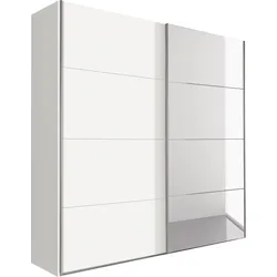 Schwebetürenschrank WIMEX "Ernie Kleiderschrank mit Spiegel, Made in Germany", weiß, B:225cm H:210cm T:65cm, Spanplatte, Schränke, Wähle deine Innenausstattung fertig konfiguriert im Schrank