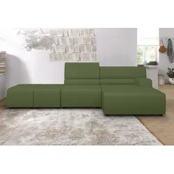 Ecksofa EGOITALIANO "Babouche, Designsofa mit außergewöhnlichem Sitzkomfort zum Wohlfühlen", grün (sprite), B:384cm T:98cm, Leder CAREZZA (echtes Rindsleder) ist ein Naturleder, dass die ursprünglichen Eigenschaften der Haut nicht verändert. Das Vorhandensein von verheilten Narben, Körnungsunterschiede, Falten, Adern, Unterschiede in den Farbtönen und andere Spuren, die die Natur auf diesen Fellen hinterlassen hat, sind ein Beweis für die absolute Echtheit und das Zeugnis ihres großen Wertes., Sofas