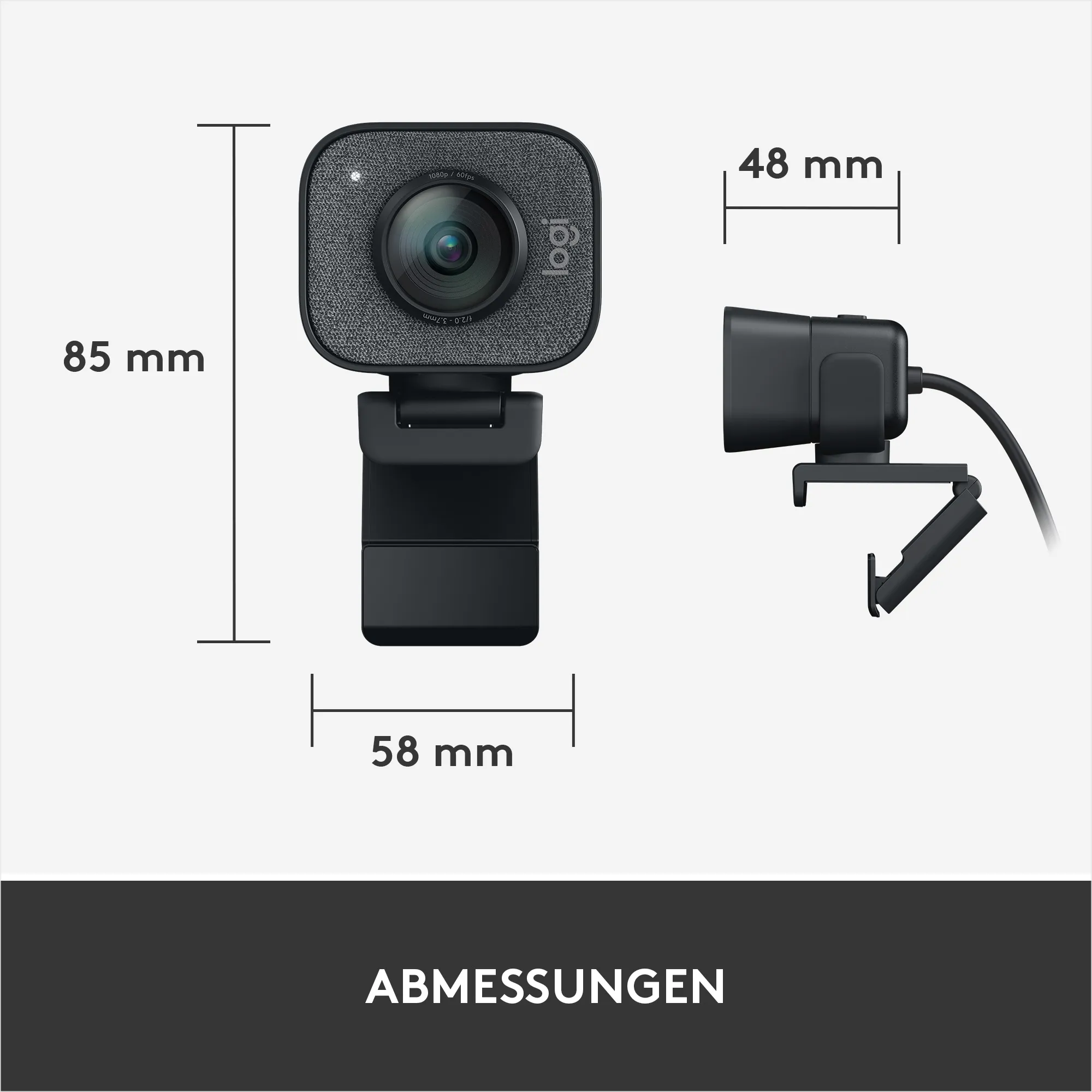Logitech StreamingCam Webcam, Full HD, 60FPS, Auto Framing, intelligenter Autofokus, Graphite
