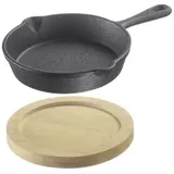 Westmark Gusseiserne Pfanne Tapas + Friends, inkl. Bambus-Untersetzer – Eisen, 125 ml