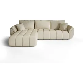 cornero Eckcouch Velours 3-Sitzer Beige