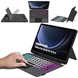 ROOFEI Galaxy Tab S9 FE/S9 Hülle mit Tastatur QWERTZ - Abnehmbare Tastatur mit Touchpad & 7 Farbige Beleuchtung & Kickstand - Tastatur Hülle für Samsung Galaxy Tab S9 FE 10.9'' & Tab S9 11'' 2023