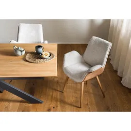 Massivmoebel24 Polsterstuhl Buche Polyester beige/braun