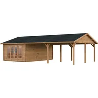 Palmako Gartenhaus Irene 21,9+5,2 m2 - 44 mm hellbraun