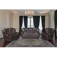 Salottini Polstergarnitur VERKÜRZTE LIEFERZEIT Sofagarnitur Leder 3/2/1 Chesterfield Sting Braun, (3-tlg) braun