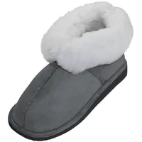 Harrys-Collection Hausschuhe aus Lammfell in 2 Farben mit Fester Sohle, Farben:grau, Schuhgröße:39 - 39 EU