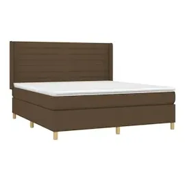 vidaXL Boxspringbett mit Matratze & LED Dunkelbraun 160x200 cm Stoff