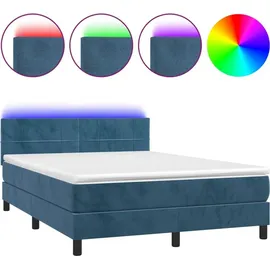 vidaXL Boxspringbett 140 x 200 cm Dunkelblau
