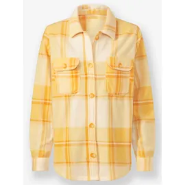 Casual Looks Fleeceshirt CASUAL LOOKS "Fleece-Bluse", Damen, Gr. 38, gelb (champagner, gelb, kariert), 100% Polyester, gemustert, kariert, mehrfarbig, Shirts