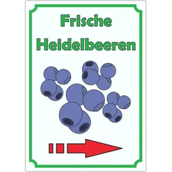 Frische Heidelbeeren Aufkleber Hochkant mit Pfeil rechts A2 (420x594mm)