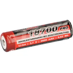 Kraftmax 18700 Pro Akku mit PCB Schutzschaltung - speziell für LED Taschenlampen 3,7V 9,62 Wh