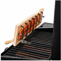 Schilling Fischgrilltechnik Grillguthalter Gasgrill Brett große Roste für Flammlachs, Edelstahl & Buche, (Komplettset, Halterung, Brett, Schrauben, Griffe, Anleitung + Probegewürz), Stabiles Flammlachsbrett für Gasgrill - Lachs Grillen mit Gasgrill grau|silberfarben
