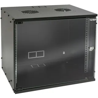 HMF 65709-02 Serverschrank 19 Zoll 9 HE | 400 mm Tiefe | Glastür | Schwarz