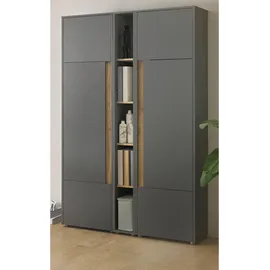 furn.design Aktenschrank Set Center in grau Eiche Wotan Holzwerkstoff, Nachbildung,Eiche, Uni, Holz Optik, 12 Fächer - Grau