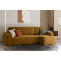 Fun Möbel Ecksofa Schlafsofa Sofa Maris Stoff Senf Ottomane Rechts