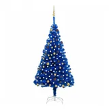 vidaXL Künstlicher Weihnachtsbaum mit LEDs Kugeln Blau 210 cm