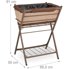 Relaxdays Hochbeet Metall, Kunststoff, 66.5x91x50 cm, Gartenzubehör, Hochbeete