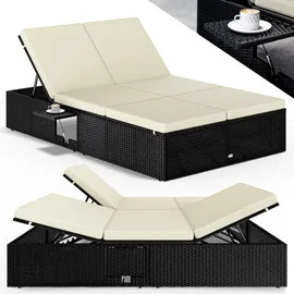 CASARIA Gartenliege 200 x 115 x 33 cm Schwarz/Creme